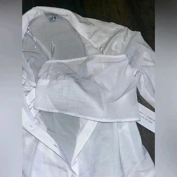 NWOT Long‎ Sleeve White Shirt with Bandeau - Picture 4 of 5